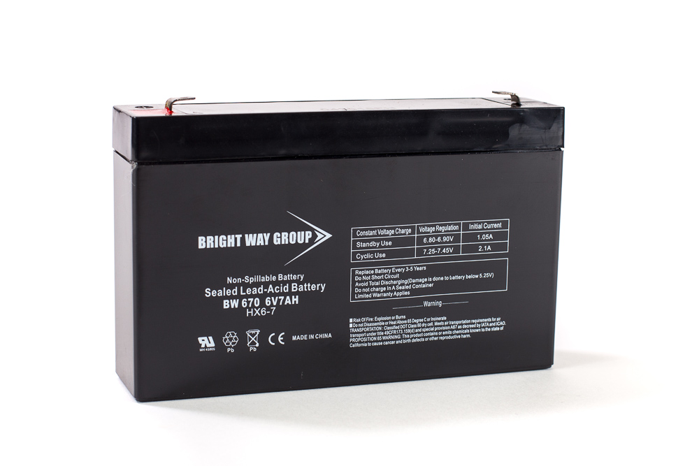 Bright Way Replacement Battery for PE6V6.5F1 GS Portalac Emergency Lighting SLA Battery 6V 7AH F1